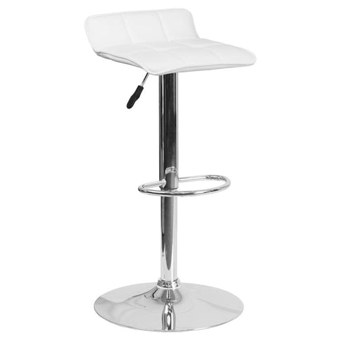 White Tufted Scoop Stool
