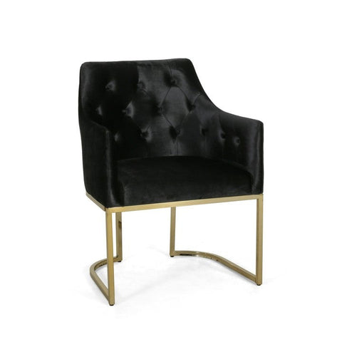 Black Velour Knight Side Chair