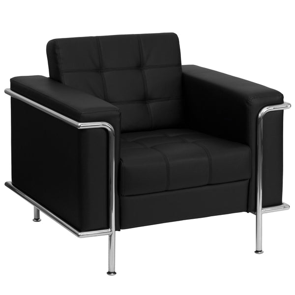 Black & Chrome Side Chair Tufted