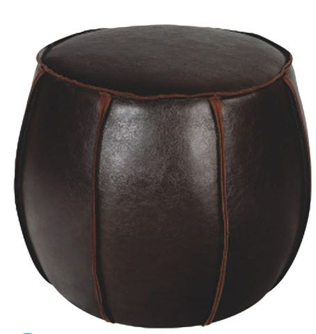 Chocolate Leather Pouf