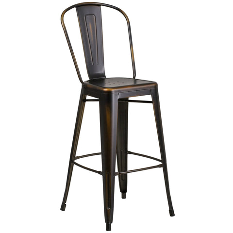 Distressed Copper Barstool w/ Back