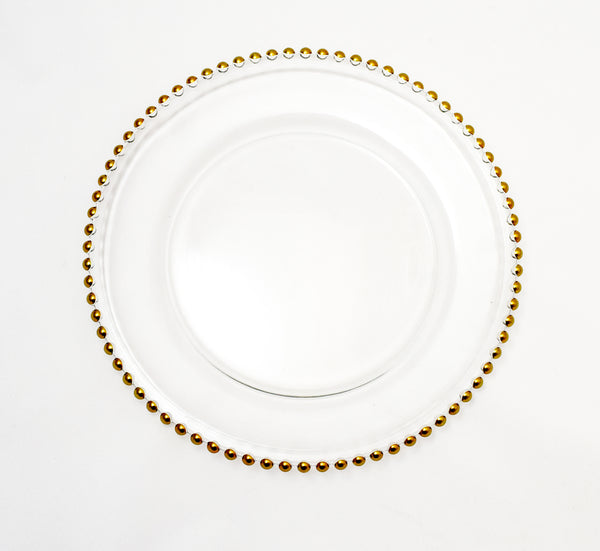 Glass Gold Beaded Charger