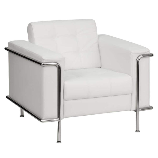 White & Chrome Chair Tufted
