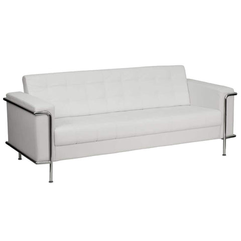 White & Chrome Sofa Tufted